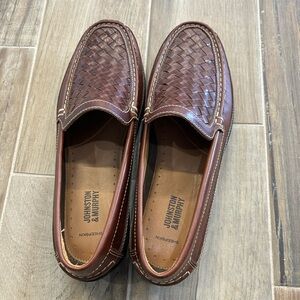 Johnston & Murphy Men’s Chestnut Woven Leather Slip-On Loafers